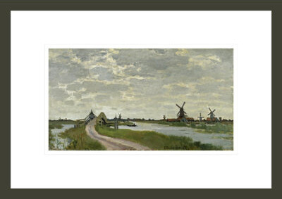 1000Museums Windmills Near Zaandam by Claude Monet -Framed Giclee Print