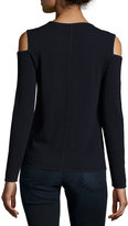 Thumbnail for your product : Neiman Marcus Cashmere Cold-Shoulder Pullover Sweater, Navy