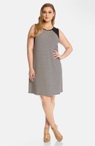 Thumbnail for your product : Karen Kane Contrast Yoke Stripe Ponte Knit Dress (Plus Size)