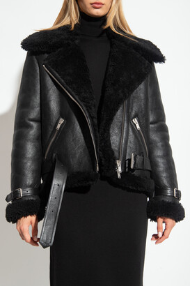 Saint Laurent Teddy Leather-trimmed Recycled Wool-Blend Bomber Jacket - Black - FR36