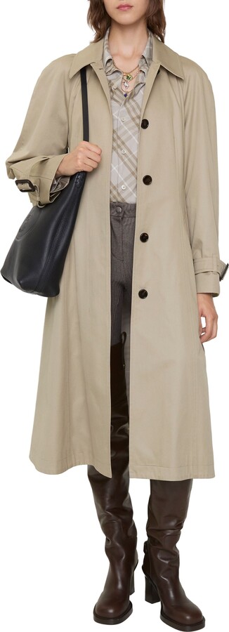 Burberry Ellingham Water Resistant Gabardine A-Line Trench Coat