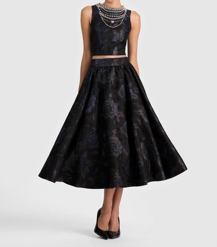 Alice + Olivia Nilda Midi Skirt In Black