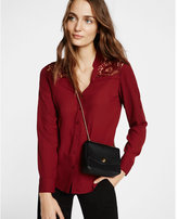 Thumbnail for your product : Express collarless lace back shirt