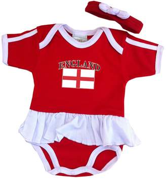 PAM GM England Baby Girl Soccer Ruffle Bodysuit