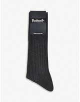 Thumbnail for your product : Pantherella Men's Lt Khaki Short Ribbed Cotton Socks, Size: 10
