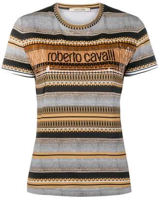 Roberto Cavalli multi print striped top