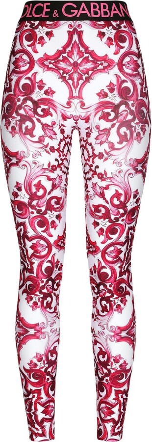 Dolce & Gabbana Red Floral Leggings Stretch Waist Women's Pants - ShopStyle