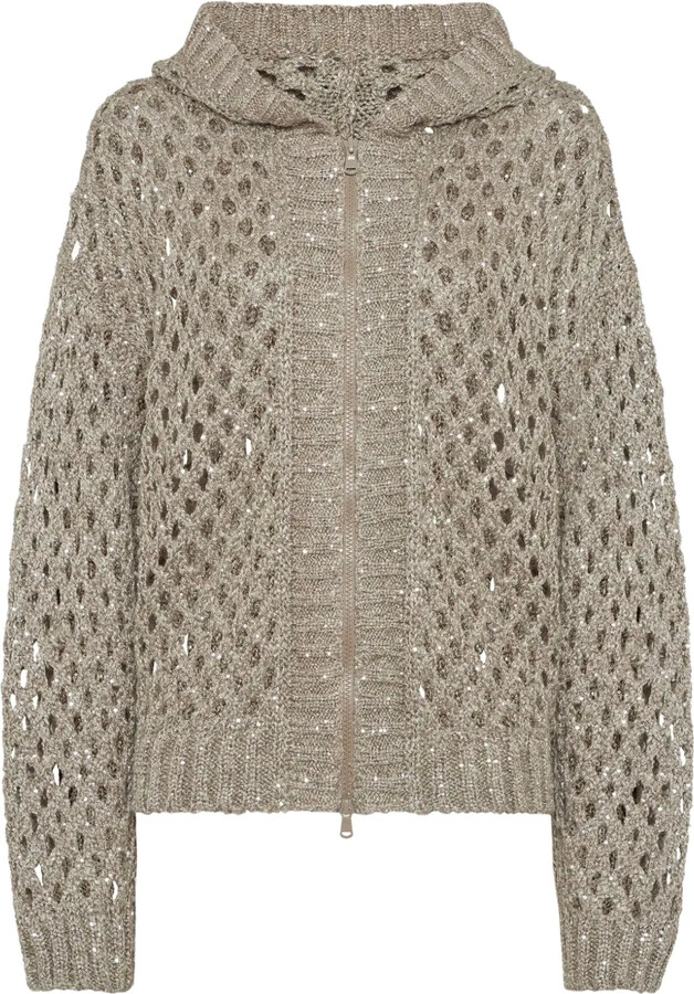 Brunello Cucinelli Dazzling Open-Knit Cardigan