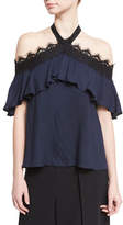 Thumbnail for your product : Alice + Olivia Alyssa Off-the-Shoulder Halter Top, Navy/Black