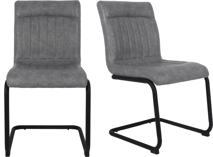 Dunelm Felix Set of 2 Cantilever Faux Leather Dining Chairs Grey