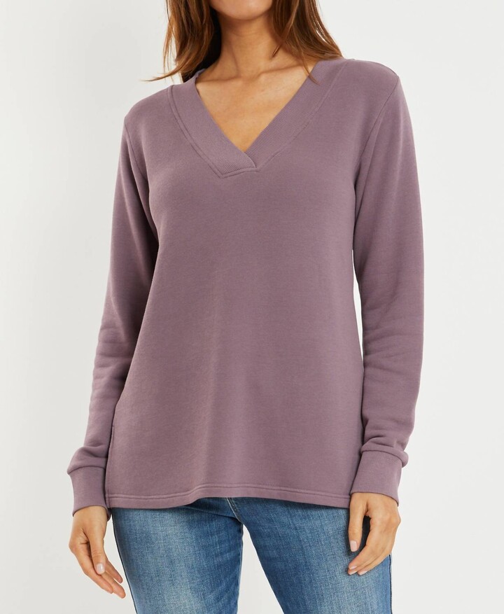 Mod-o-doc Shirred Long Sleeve Shirt In Plum