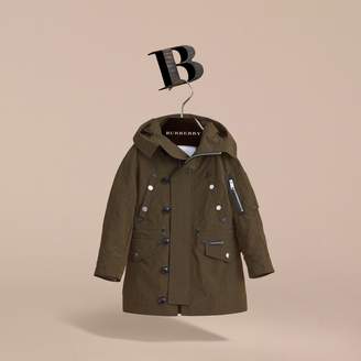 Burberry Leather Trim Hooded Utility Jacket
