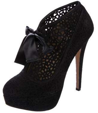 Charlotte Olympia Suede Laser Cut Booties
