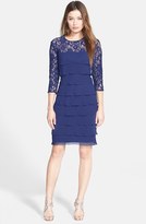 Thumbnail for your product : Alex Evenings Tiered Chiffon & Lace Sheath Dress (Regular & Petite)