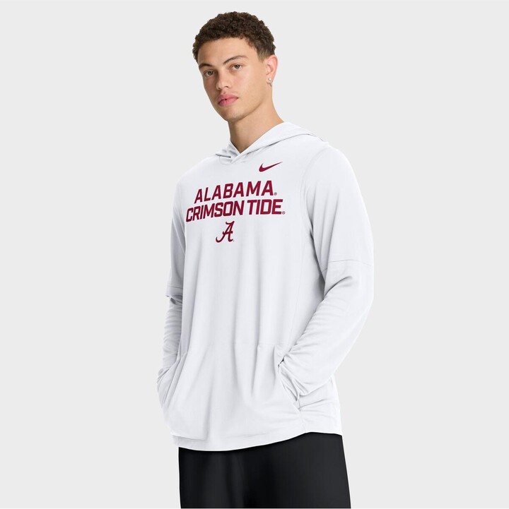 Nike Men's White Alabama Crimson Tide 2025 Sideline Performance Long Sleeve Hoodie T-Shirt