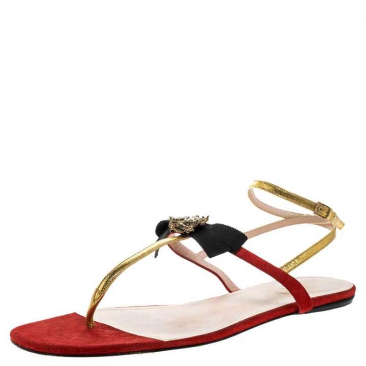 gucci gold flip flops