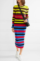 Thumbnail for your product : Opening Ceremony Striped Ribbed-knit Midi Dress - Azure