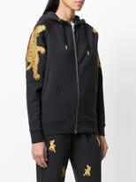 Thumbnail for your product : Zoe Karssen cheetah embroidered zip hoodie