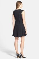 Thumbnail for your product : Jessica Simpson Faux Leather Trim Ponte Fit & Flare Dress