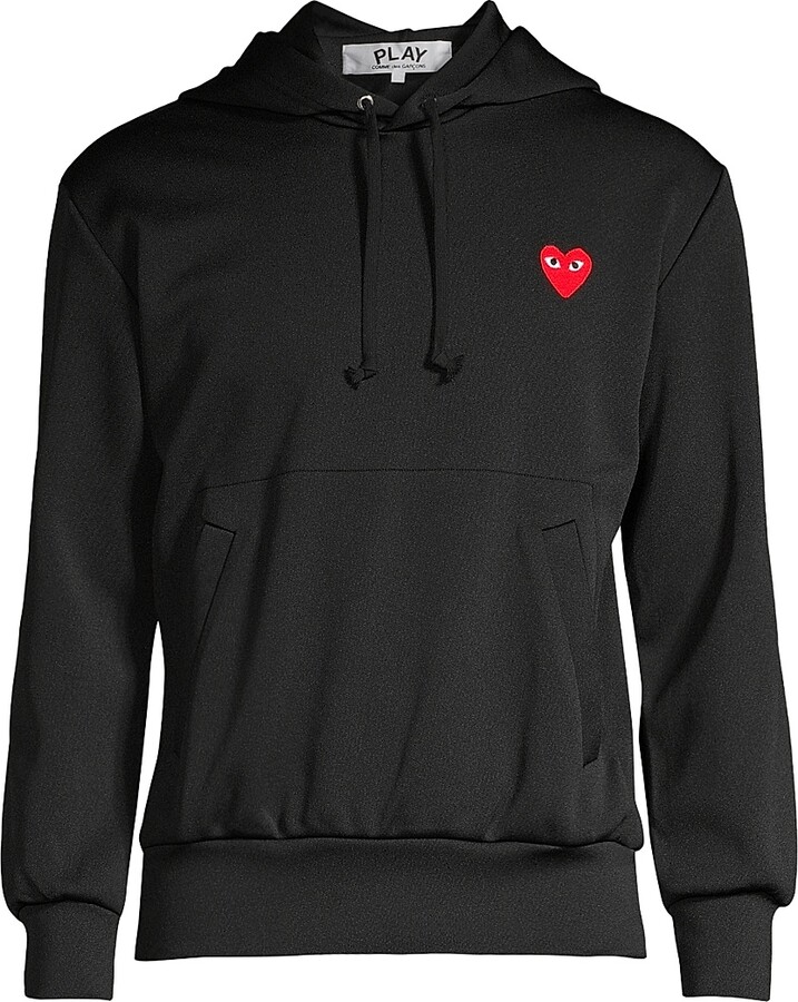 Comme des Garçons PLAY Men's Embroidered Heart Hoodie - Black - Size Large