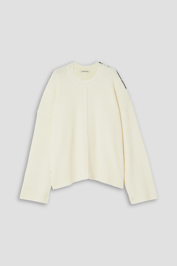 Peter Do Oversized button-embellished ribbed wool sweater