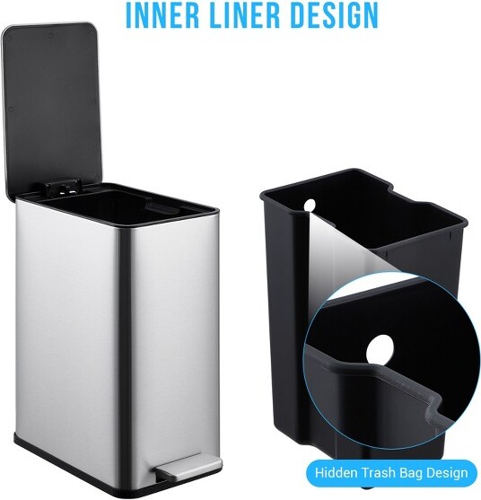 COZONYCompactBathroomTrashCan2.6GallonFingerprintResistantStepOnGarbageBinwithSoftCloseLid
