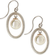 Thumbnail for your product : Majorica 10mm Pearl-Drop Silver Oval Earrings