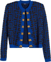 Thumbnail for your product : Balmain Pharaon Metallic Monogram Jacquard Sweater Jacket