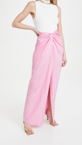 Thumbnail for your product : Brandon Maxwell Pinstripe Wrap Skirt with High Slit