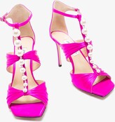 Thumbnail for your product : Jimmy Choo Pink Aura 95 Embellished Satin Sandals