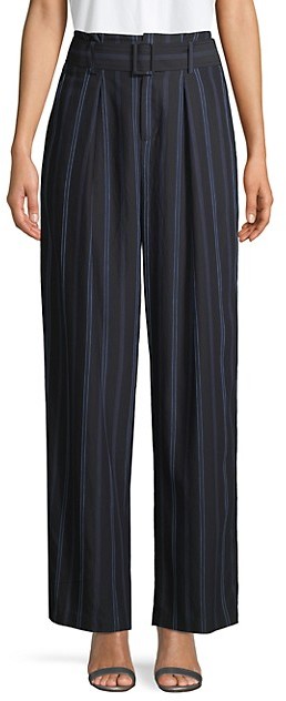 belted striped pants