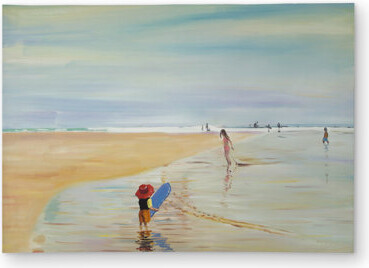 East Urban Home Children at the beach - Beach Blue Outdoor Area Rug for Home Decor
