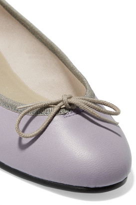 French Sole India Bow-Embellished Leather Ballet Flats