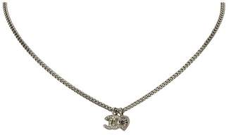 Chanel Vintage Cc Heart Rhinestone Studded Necklace