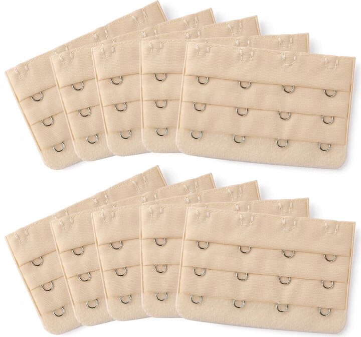 Unique Bargains 10 Pcs Ladies Bra Back Strap Extenders 4 Hooks 3 Rows Beige