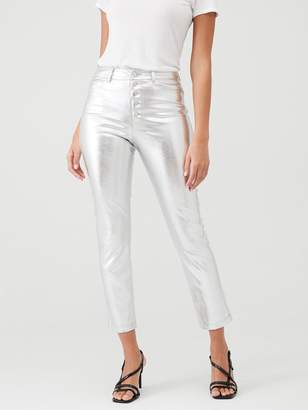 Very Silver Faux Leather Trouser - Silver