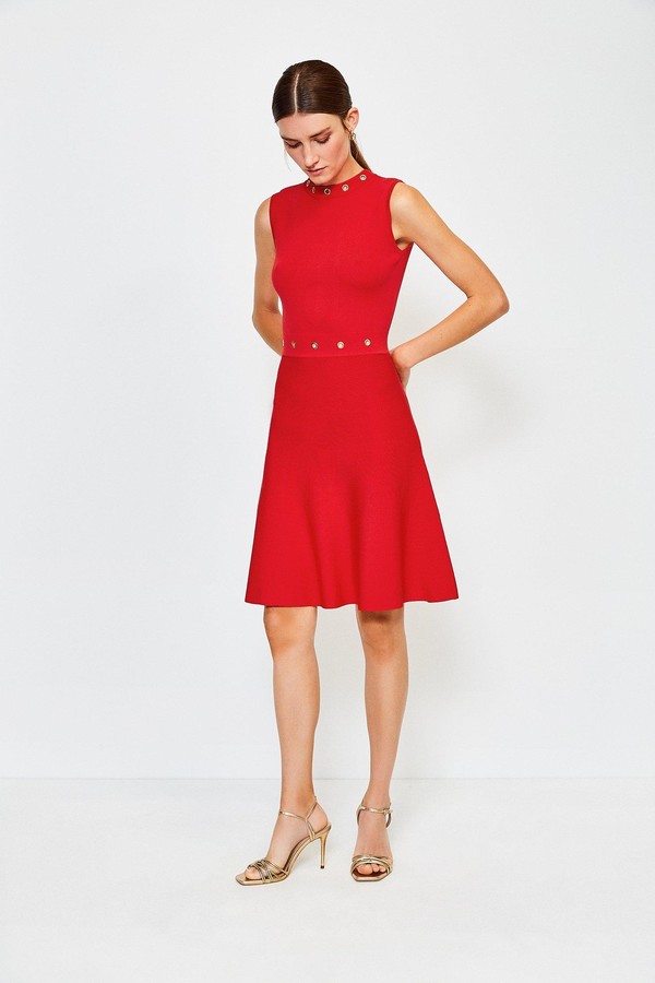 red eyelet dress
