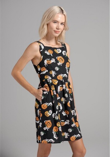Truth Or Square Fit And Flare Dress Boo Cats Black