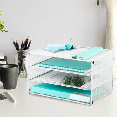Inbox Zero 3-Slot Mesh Desk Organizer Tray File & Letter Holder