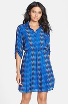 Thumbnail for your product : Collective Concepts Print Roll Sleeve Shirtdress