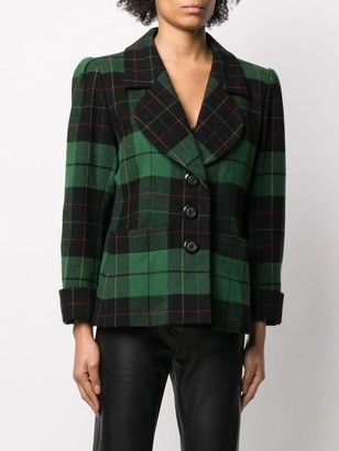 Yves Saint Laurent Pre-Owned Structured Shoulders Checked Jacket