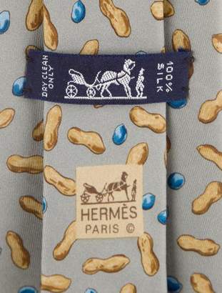 Hermes Abstract Print Silk Tie