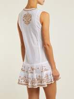 Thumbnail for your product : Juliet Dunn Floral Embroidered Cotton Mini Dress - Womens - White Multi