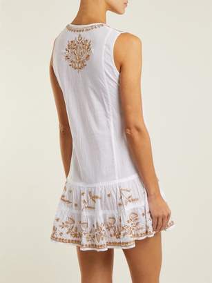 Juliet Dunn Floral Embroidered Cotton Mini Dress - Womens - White Multi