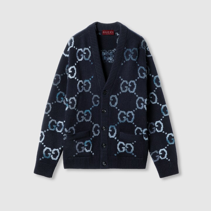 Gucci Wool cardigan with GG intarsia