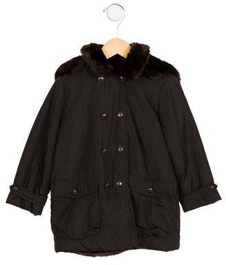 Bonpoint Girls' Faux Fur-Accented Hooded Coat