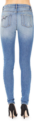 Alice + Olivia Jane Embroidered Skinny Jeans, Blue
