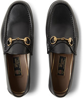 Thumbnail for your product : Gucci Horsebit Polished-Leather Loafers