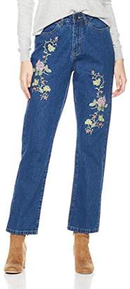 Parker Lily Women's High Waist Rose Embroidered Relaxed fit Straight-Leg Jeans