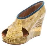 Thumbnail for your product : Rochas Snakeskin Peep-Toe Wedges